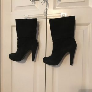 Jessica Simpson black soft suede high heel boots